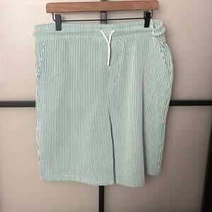 NWT Magaschoni Men Green & White Soft Seersucker Stretch Drawstring Shorts XL